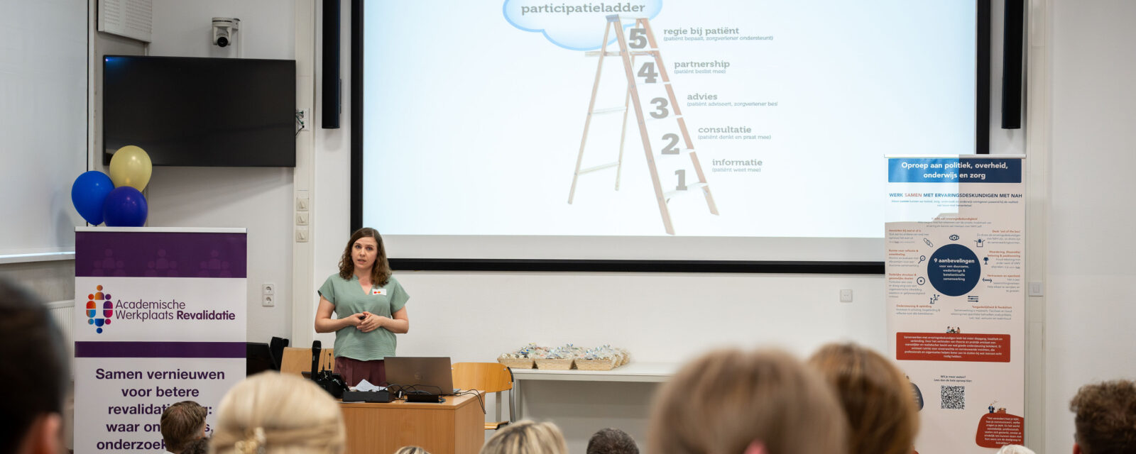Presentatie over cliëntparticipatie tijdens symposium 10 jaar Academische Werkplaats Revalidatie